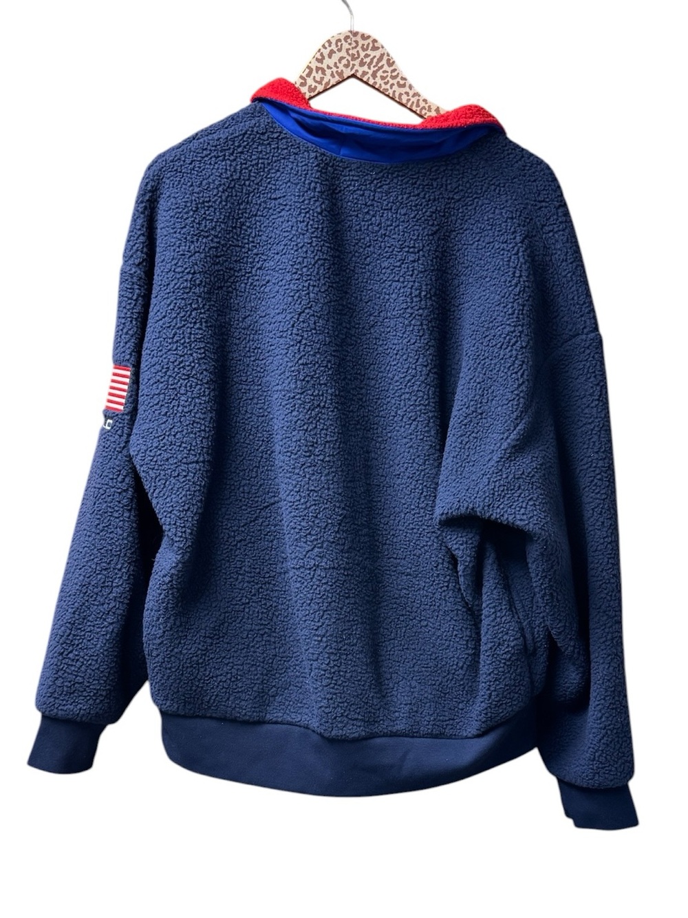 Polo Ralph Lauren Relaxed Fit Flag Fleece Pullover 1/4 Zip USA Blue Large Unisex - Picture 5 of 16